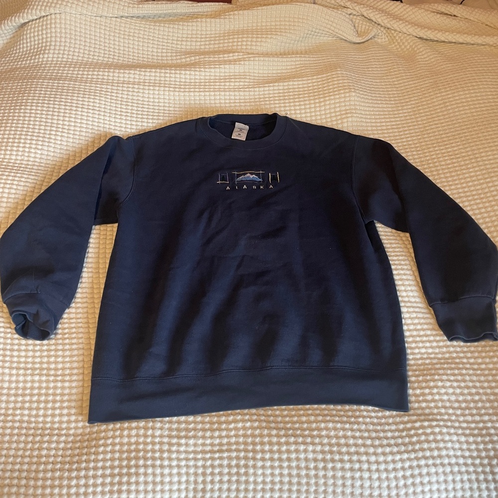 Blue crewneck sweatshirt